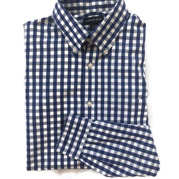 Lands' End Other - Lands End 16/35 Button Front Blue Check Oxford